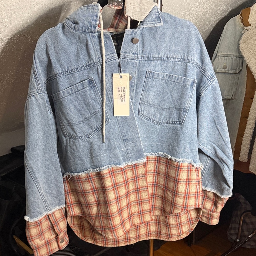 Dance & Marvel Blue and Red Plaid Jacket